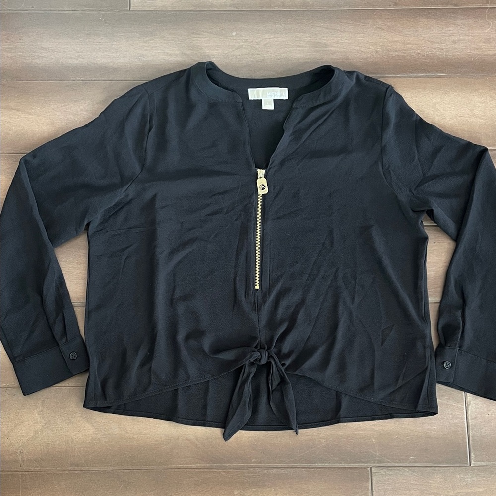 MICHAEL Michael Kors Black Blouse with Gold Zipper